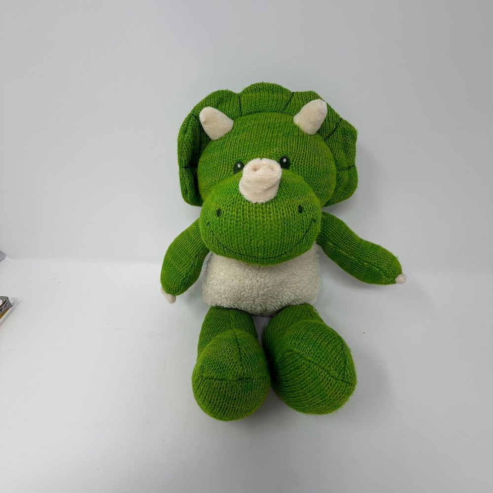 Spark Create Imagine Green Triceratops Dinosaur Knit Plush Stuffed Animal 12in
